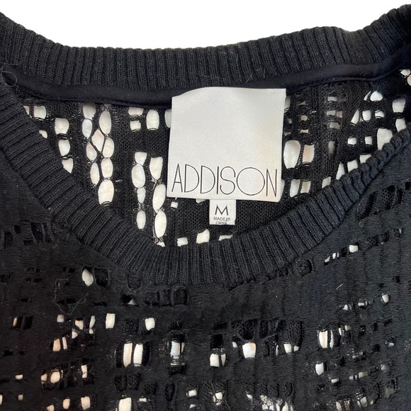 ADDISON Black Short Sleeve Perforated Fabric Cropped Size M - Picture 6 of 9